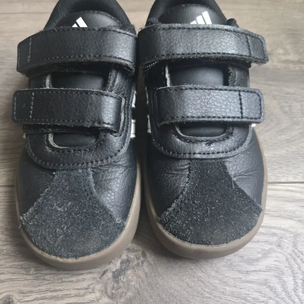 adidas VL Court Toddler Size 8K Black White Gum Sneaker Strap ID9156 Kids Boy